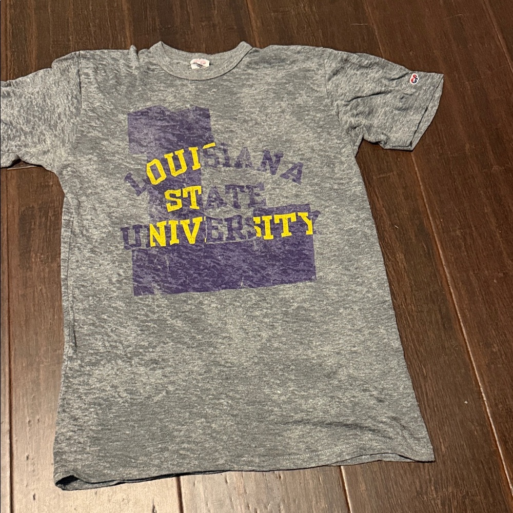 Chip & Pepper Gray Tee with Purple State Graphic and Yellow Lettering